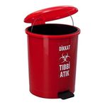 Safell Çift Kovalı Tıbbi Atık Çöp Kovası Pedallı 40 Litre - Atık Kovası Kırmızı