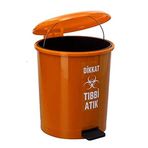 Safell Çift Kovalı Tıbbi Atık Çöp Kovası Pedallı 40 Litre - Atık Kovası Turuncu