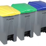 Safell Pedallı Kağıt Plastik Cam Ayrıştırma Kovası - Ayrıştırma Konteyneri