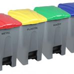 Safell Pedallı Kağıt Plastik Cam Metal Ayrıştırma Kovası - Ayrıştırma Konteyneri