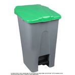 Safell Plastik Köşeli Pedallı Çöp Kovası 70 Lt - Tekerlekli - Pedallı Çöp Konteyneri - Gri Yeşil