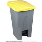 Safell Plastik Köşeli Pedallı Çöp Kovası 70 Lt Tekerlekli Pedallı Çöp Konteyneri Sarı Kapak