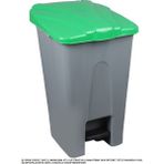 Safell Plastik Köşeli Pedallı Çöp Kovası 70 Lt Tekerlekli Pedallı Çöp Konteyneri Yeşil Kapak
