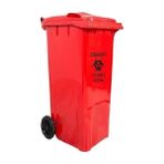 Safell Plastik Tıbbi Atık Çöp Konteyneri 120 Litre Konteyner - A+ Isıya Karşı Dayanıklı Malzeme - Kırmızı
