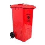 Safell Plastik Tıbbi Atık Çöp Konteyneri 240 Litre - A+ Kalite Konteyner - Kırmızı