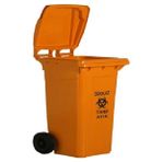 Safell Plastik Tıbbi Atık Çöp Konteyneri 240 Litre - A+ Kalite Konteyner - Turuncu