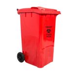 Safell Plastik Tıbbi Atık Çöp Konteyneri 240 Lt A+ Kalite Isıya Dayanıklı Kırmızı