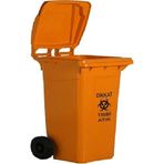 Safell Plastik Tıbbi Atık Çöp Konteyneri - Yüksek Isıya Dayanıklı - Orjinal Hammadde 240 Litre Turuncu