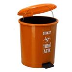 Safell Tıbbi Atık Çöp Kovası Pedallı 40 Litre - Turuncu Tıbbi Atık Kovası Çift Kovalı - Isıya Dayanıklı