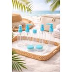 Safestore 10 Parça Özel Çantalı Seyahat Şişe Seti Tatil Seyahat Çantası Krem Şampuan Şişesi - Mavi