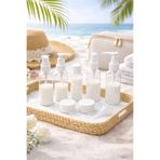 safestore 10 Parça Özel Çantalı Seyahat Şişe Seti Tatil Seyahat Çantası Krem Şampuan Şişesi