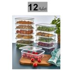 Safestore Large 12 Adet 1,35 Lt Dondurulmuş Öğünlük Et ve Sebze Saklama Kabı - Porsiyon Buzluk Kıyma Kutusu