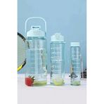 Safestore Mavi 3 Lü Set Şeffaf Motivasyon Su Matarası 2800 ml Tritan Plastik Su Şişesi
