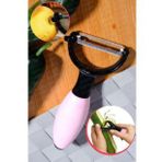 Safestore Pratik Renkli Silikon Saplı Çift Başlıklı Tombul Soyacak Çelik Meyve Sebze Soyacağı