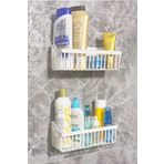 SAFESTORE Yapışkanlı Banyo Rafı 2'li Banyo Düzenleyici Duş Rafı Kanca Askılı Organizer Şampuanlık Plastik