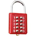 Safety1 10 Haneli Kombinasyon Asma Kilit, Basma Düğmesi Kilidi Kırmızı, Okul Dolabı, Spor Salonu, Kasa, Çit Kapısı, Çekmece ve Araç Kutusu Için Çinko Alaşımlı Bagaj Asma Kilit 1 Adet (Yurt Dışından)