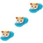 SAFIGLE 3 Parça Kedi Süsleri Kedi Öğretimi Küçük Evler Uyuyan Kedi Figürü Kedi Terlik Gerçekçi Doldurulmuş Hayvanlar Terlik Içinde Uyuyan Yavru Kedi Çocuk Iplik Süslemeler Peluş Kedi