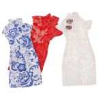 SAFIGLE 3 Parça Oyuncak Bebek Giysileri Bebek Geleneksel Kıyafetler Mini Bodycon Elbise Bebek Gelinlik Vintage Çin Cheongsamı Bebek Elbisesi Bebek Çin Elbisesi Bez Kız Bebek Sıkı Kostüm
