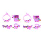 SAFIGLE 8 Baby Shower Tek Boynuzlu at Bileklik Yüzük Tek Boynuzlu at Lastik Bant Doğum Günü Tek Boynuzlu at Oyuncakları Tek Boynuzlu at Saç Tokası Dört Parçalı Set Karikatür Mor Bebek