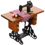SAFIGLE Oyuncak Dikiş Makinesi Minik Dikiş Makinesi Oyun Aleti Gibi Davran Mini Dikiş Makinesi 1/12 Ölçekli Kapitone Makinası Doğumgünü Hediyesi Odun Eski Moda Çocuk