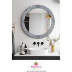 Safir Ahşap Gümüş Yuvarlak Ayna Işlemeli Duvar Banyo Aynası 43 Cm GÜMÜŞ