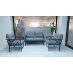 Safir Balkon-bahçe-kafe-çay Seti-koltuk Takımı-oturma Grubu-ofis Koltuğu Gri