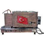 Safir Çay Kazanları 3 Demlikli Bakır Çay Ocağı Bayrak Model 3 Gözlü Bakır Çay Kazanı Sadece Elektrikli Bakır Çay Semaveri Ets Sistemli