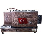 Safir Çay Kazanları 3 Demlikli Bakır Çay Ocağı Türkiyem Yazılı Türk Bayrak Model 3 Gözlü Bakır Çay Kazanı Sadece Elektrikli Bakır Çay Semaveri Ets Sistemli