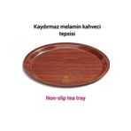SAFİR ÇAY KAZANLARI Kahveci Tepsisi Melamin kahverengi Kahveci tepsisi 37 cm ebatlı yuvarlak kaydırmaz kahverengi Safir 28012025kahverengimelaminkaydırmaztepsi