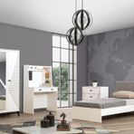 Safir Genç Odası - 3 Kapılı Dolap, Karyola, Komodin, Şifonyer, Masa