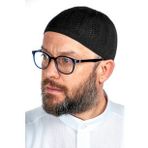 Safir İnce Örme Dantel Namaz Takkesi Siyah 1 Adet