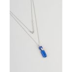 Safir Işıltısı 18 Ayar Beyaz Altın Kaplama 44 Cm Gümüş Tasarım Kolye