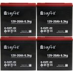 Safir Jel Akü 12 V - 20 Ah 4'lü Set Elektrikli Motosiklet Aküsü - Siyah