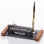 Safir Kristal Masa İsimliği Hediye Ahşap Ofis Masa Üstü İsimlik