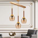 Safir Light Bal Camlı Sıralı 3'lü Gold Avize