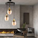 Safir Light Embudo Bal Camlı 3'lü Siyah Avize