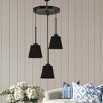 Safir Light Kumaş Başlıklı Tepsili 3'lü Siyah Avize
