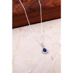 Safir Mini Damla Gümüş Kolye 7034