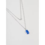Safir Parlaklığı 18 Ayar Beyaz Altın Kaplama 50 Cm Gümüş Tasarım Kolye