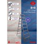 Safir Serisi - 8 8 Basamaklı Çift Çıkışlı Galvanizli Profil Merdiven (Ev, Bahçe, Işyeri Için Uygun)