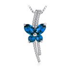 Safir Taşlı Işıltılı Diamond Fiyonk Kelebek Kadın Gümüş Kolye