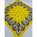 Safir Tuhafiye Pamuklu Desenli Yazma - 100 x 100 cm - Acı Kahve - Bakır - Yeşil