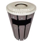 Safirkom Kompozit (Ahşap+Plastik) Yuvarlak Çöp Kovası Pencereli Sç 12 P Kahverengi (24 Lt.)