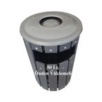 Safirkom Kompozit (Ahşap+Plastik) Yuvarlak Çöp Kovası Pencereli Sç 15 P Antrasit (50 Lt.)