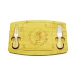 Sağ-Sol 19X29cm -1.5Cm Ahşap Bambu Kahvalti Peynir Sunum Tabak 2Peynir Biçak=Ahşap Sapli (5047)