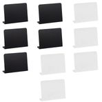 SagaSave 10 Adet Akrilik Mini Kara Tahta Tabelaları, 100 mm x 75 mm L Şekilli Silinebilir Küçük Kara Tahta Mesaj Masa Üstü Pano, Büfe, Düğün, Parti için (Siyah+Beyaz)