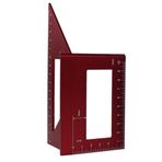 SagaSave Ağaç İşleme Kare İletki, 3D Çok Açılı Ölçüm Cetveli, 45/90 Derece Alüminyum Gönye Üçgen Cetvel Scriber, Mühendis Marangoz için Yüksek Hassasiyetli Düzen Çok Amaçlı Ölçüm Aracı, Kırmızı