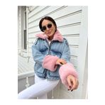 SAGİ JEANS Kadın Pembe Kürklü Denim Kadın Mont