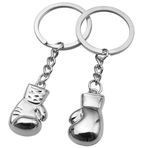 Sağlam Alaşımlı Boks Eldiveni Charm Anahtarlık, Taşınabilir Şık 2PCS Anahtarlık Kolye Seti, Basit Çanta Aksesuarı, gümüş, One Size