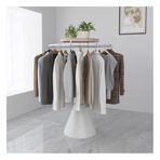Sağlam, döndürülebilir, yuvarlak elbise askısı, butikler için ayaklı askılık, elbise saklamak için çok amaçlı elbise askısı, ticari elbise düzenleyici (beyaz, 60 x 135 cm)